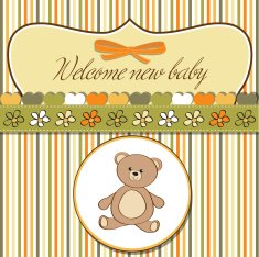 baby shower card with teddy bear toy N53