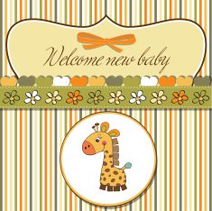 new baby announcement card with giraffe N47