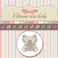 romantic baby girl announcement card N19