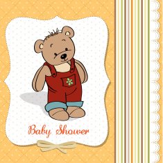 baby shower card with teddy bear toy N55