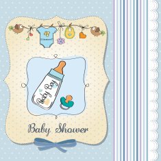 baby announcement card with milk bottle and pacifier N17