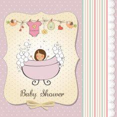 romantic baby girl shower card N11