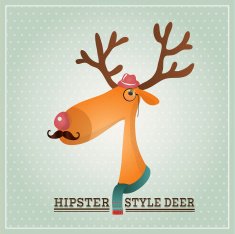 Vector Illustration Hipster Reindeer