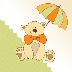 baby shower card with teddy bear toy N57