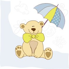 baby shower card with teddy bear toy N58