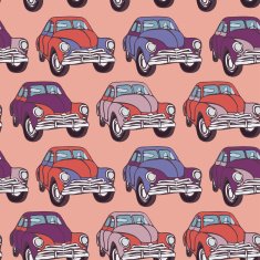 Seamless car pattern Sketch Pink lilac purple vector