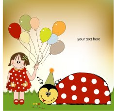 happy birthday card with ladybug N4