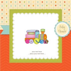 baby shower card with toy train N12