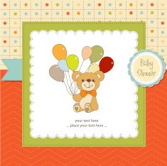 baby shower card with cute teddy bear N58