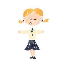 retro cartoon schoolgirl