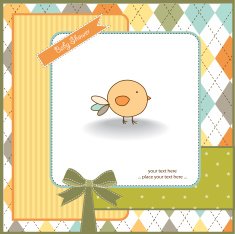 new baby announcement card with chicken N12