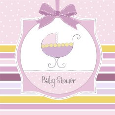 Baby girl announcement card N42