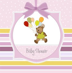 baby shower card with cute teddy bear N60