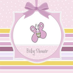 cute baby shower card with butterfly N4
