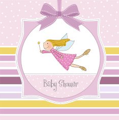 welcome baby girl card with little fairy