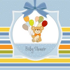 baby shower card with cute teddy bear N61