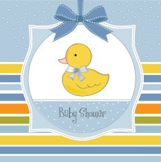 baby shower card with little duc N4
