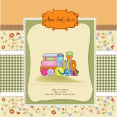 baby shower card with toy train N15