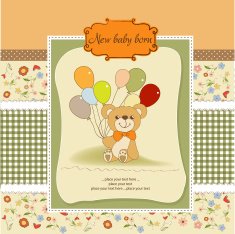 baby shower card with cute teddy bear N62