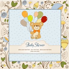 baby shower card with cute teddy bear N65