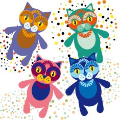 Set of cute cartoon cats