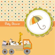 funny cartoon baby shower card N3