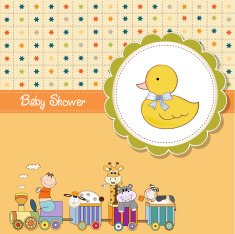 funny cartoon baby shower card N6
