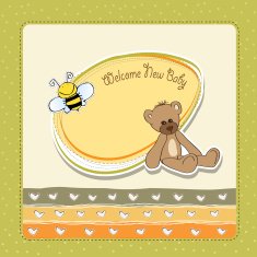 baby shower card with teddy bear toy N63
