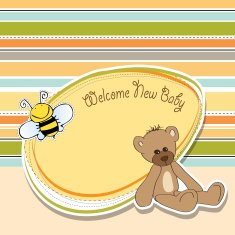 baby shower card with teddy bear toy N64