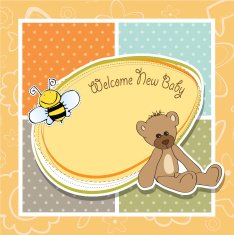 baby shower card with teddy bear toy N65
