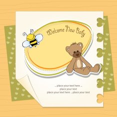 baby shower card with teddy bear toy N66