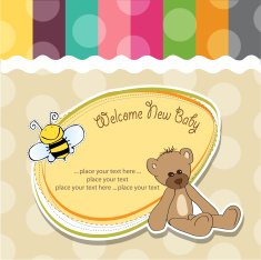 baby shower card with teddy bear toy N69
