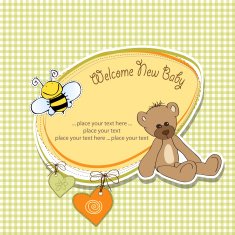 baby shower card with teddy bear toy N70