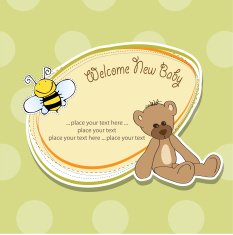 baby shower card with teddy bear toy N75