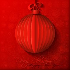 Red origami Christmas ball N2