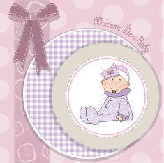 Baby girl announcement card N43