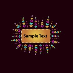 Design template with text frame and colorful floral decoration