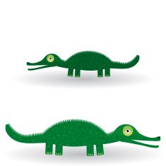 Funny green crocodile on a white background vector
