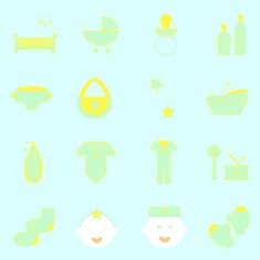 Baby color icons set on light background