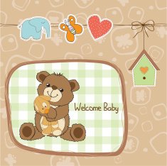 baby shower card with teddy bear toy N77