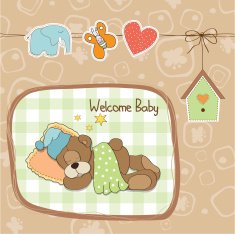baby shower card with teddy bear toy N78