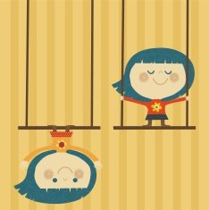 Girls swinging