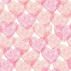 Endless linear doodle pattern with hand drawn hearts