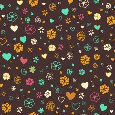 Seamless blue elegant pattern with hearts flowers and circles