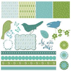 Floral Design with Birds