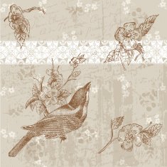 Beautiful Floral Card with Bird i