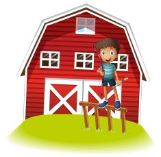 boy standing above the fence holding an archery