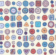 Colorful seamless texture with decorative doodle buttons