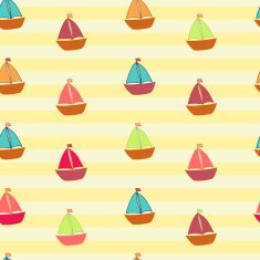 yellow striped pattern with little ships
