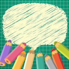School speech bubbles with pencils Vector illustration Place for text